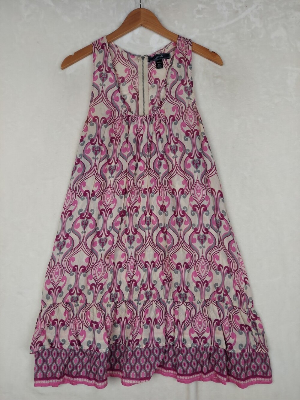 Aline Dress Womens Medium Boho Silk Cotton Tiered Racerback Lightweight Flowy